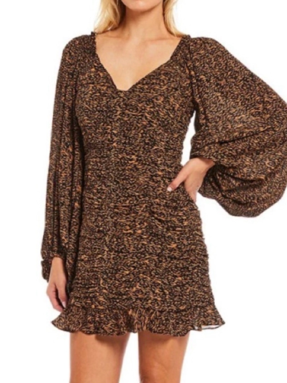 Ted Baker Wyatte Ruched Bodycon Mini Leopard Print Dress
